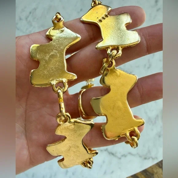 πΆGoldtone Scotty/Westie Dog Metal Link Chain Belt, adjustable, 38β, EUC - Picture 3 of 10